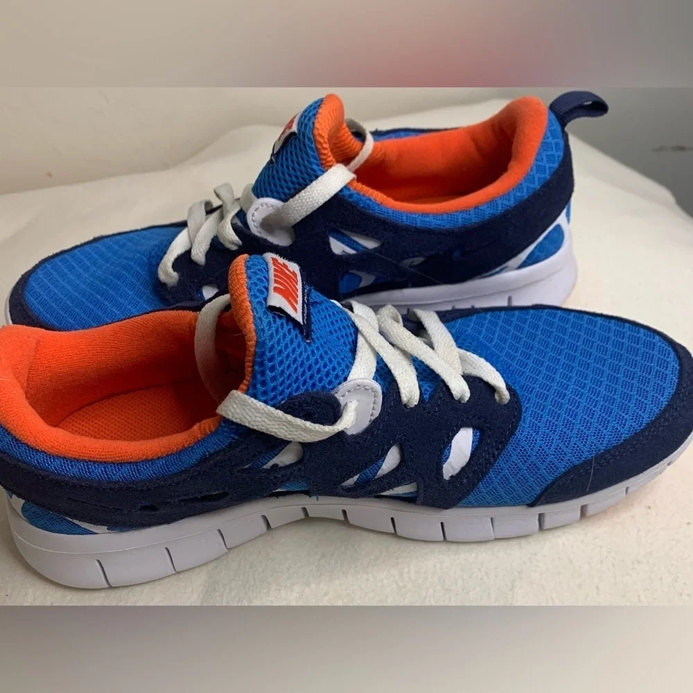 Nike Youth Free Run 2 GS Size 7Y Running Shoes Blue Orange White DD0163-403